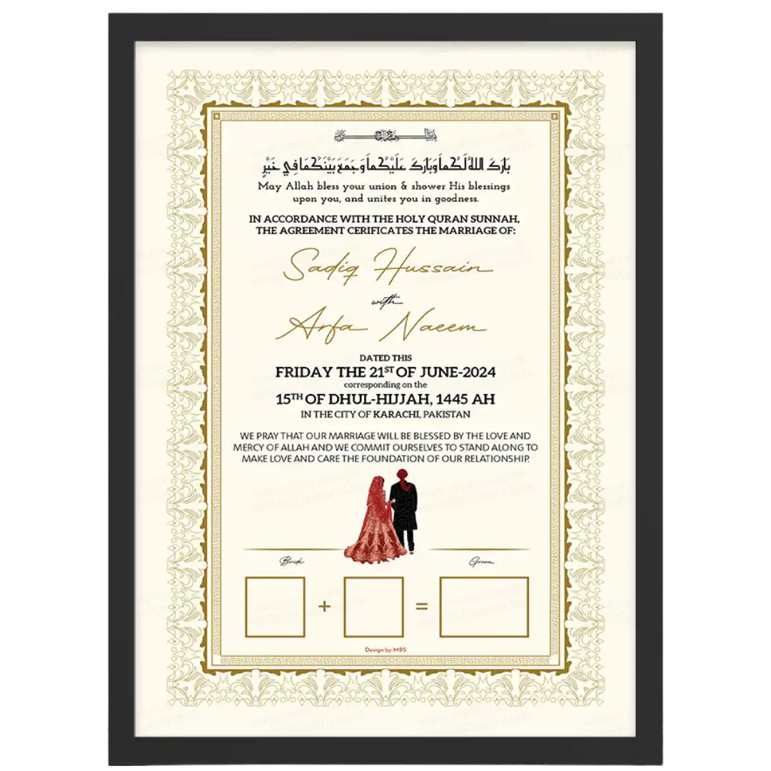 Marriage certificate frame Hero Banner